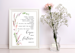 For I Know the Plans I Have for You - Jeremiah 29:11 |  Decor Print - Auxano Life