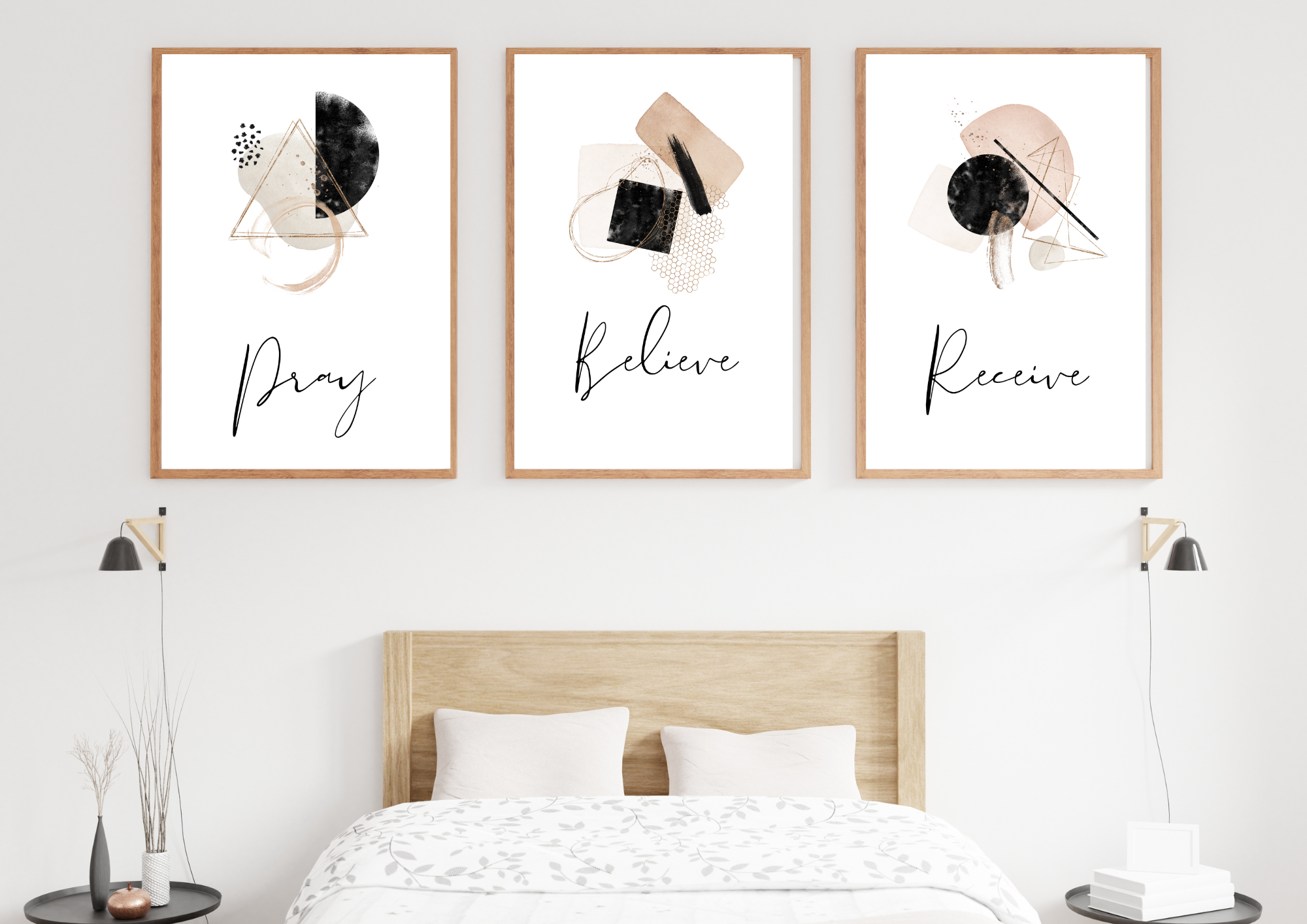 Pray, Believe, Receive | Trio Set | Abstract Decor Print Wall Art