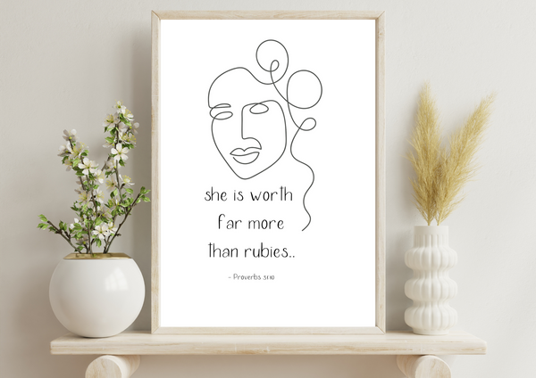 She is Worth Far More Than Rubies - Proverbs 31:10 | Print Only - Auxano Life