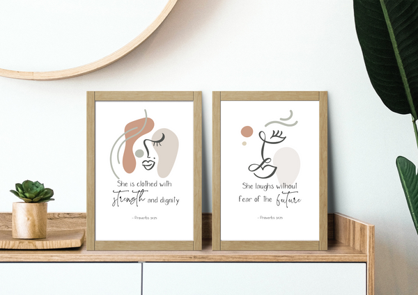 She Laughs Without Fear (Proverbs 31:25) Print Duo | Decor Print - Auxano Life