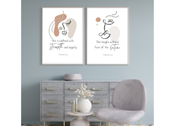 She Laughs Without Fear (Proverbs 31:25) Print Duo | Decor Print - Auxano Life