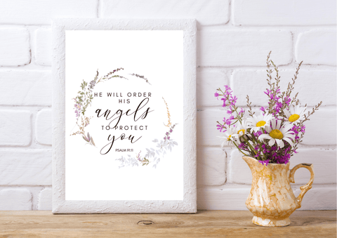 He Will Order His Angels to Protect You | Decor Print, Wall Art - Auxano Life