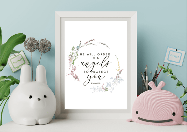He Will Order His Angels to Protect You | Decor Print, Wall Art - Auxano Life
