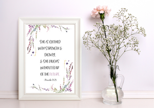 She Is Clothed With Strength - Proverbs 31:25 | Decor Print - Auxano Life