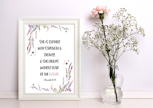 She Is Clothed With Strength - Proverbs 31:25 | Decor Print - Auxano Life