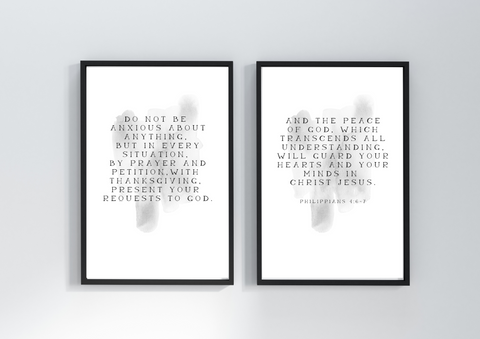 Do Not Be Anxious About Anything (Philippians 4:16) Print Duo | Decor Print, Gallery Wall Art - Auxano Life